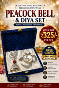 German Silver Om Diya and Peacock Rudraksh Bell Combo