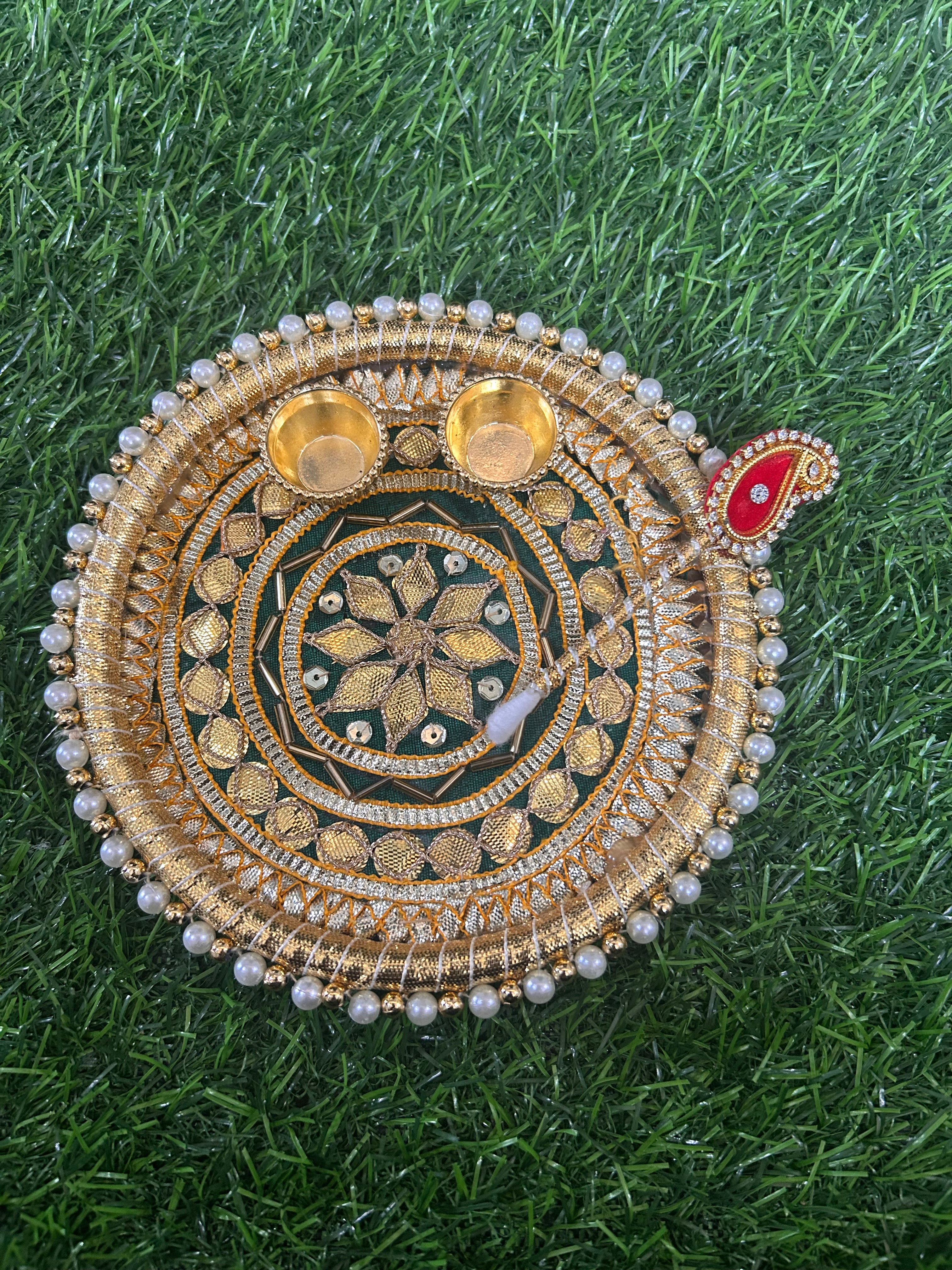 Gota Patch work Heavy Design Tilak Thali