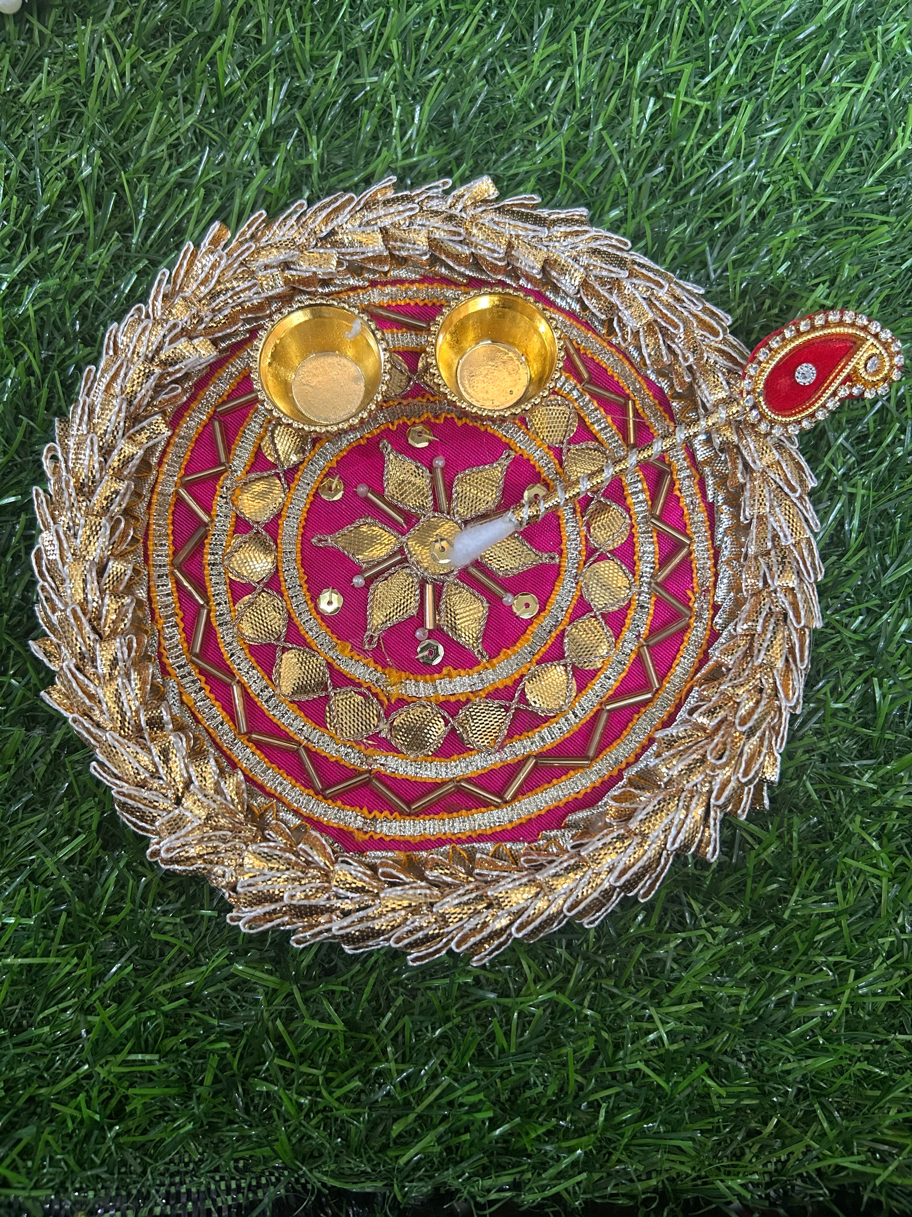 Gota Patch work Heavy Design Tilak Thali