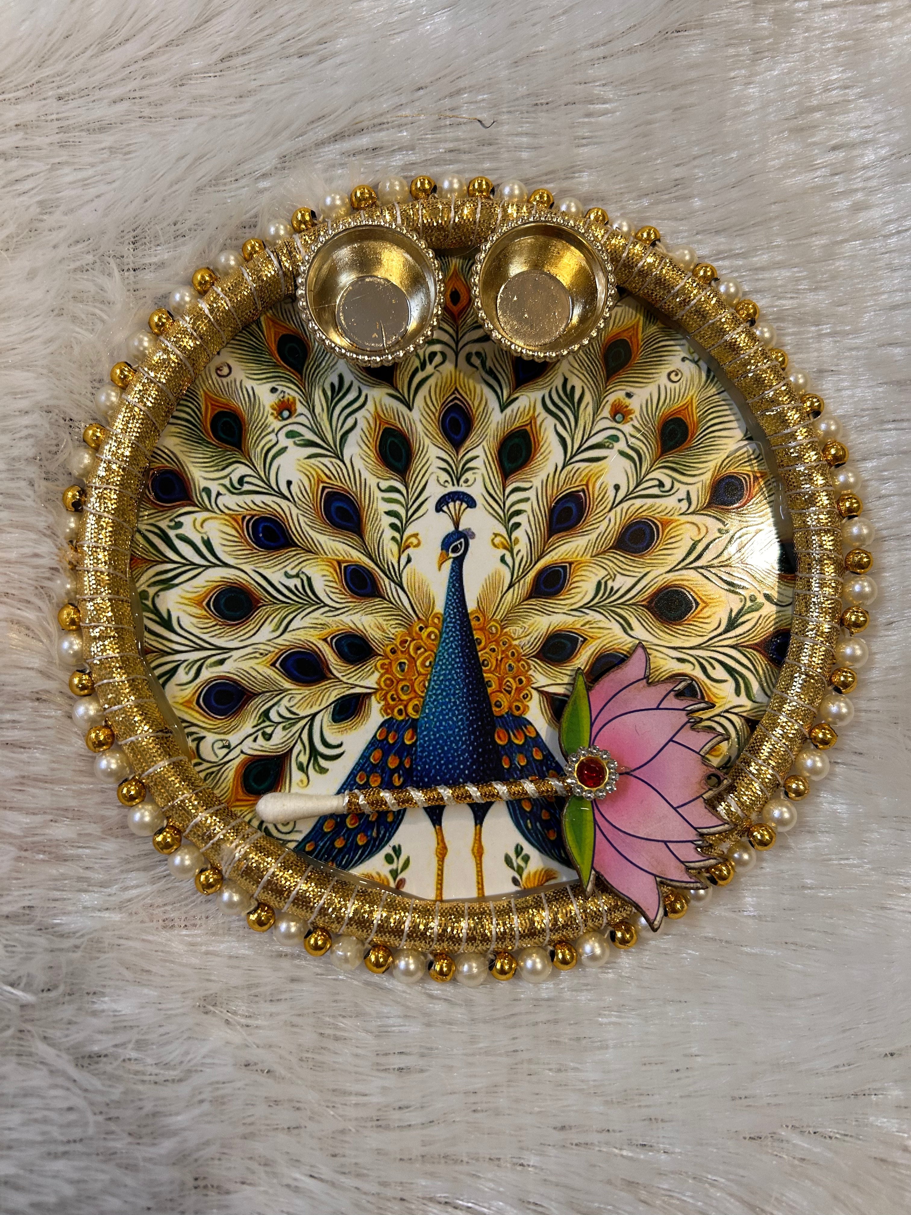 Pichwai Theme Tilak Thali 6 inches size