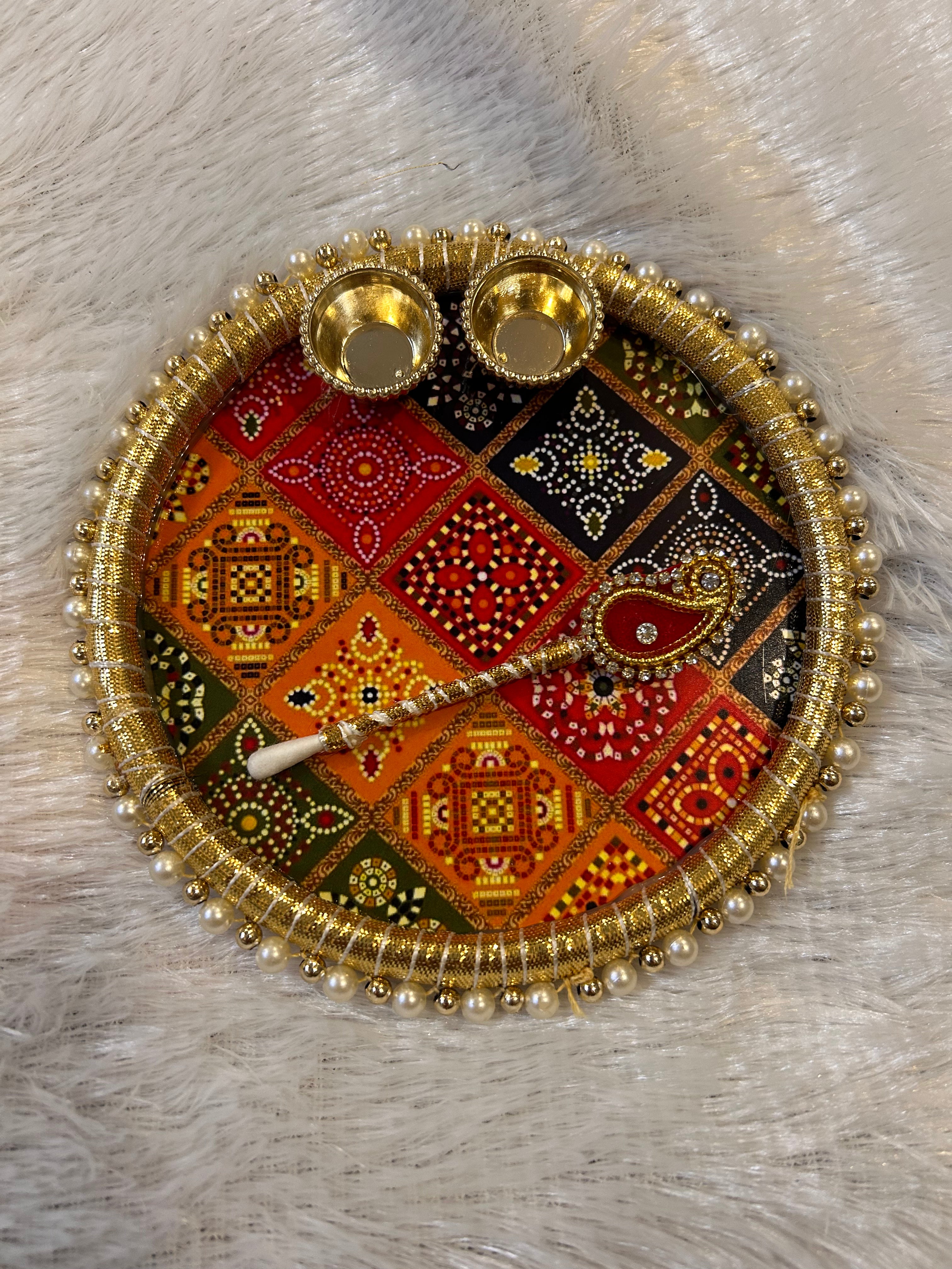 Pichwai Theme Tilak Thali 6 inches size