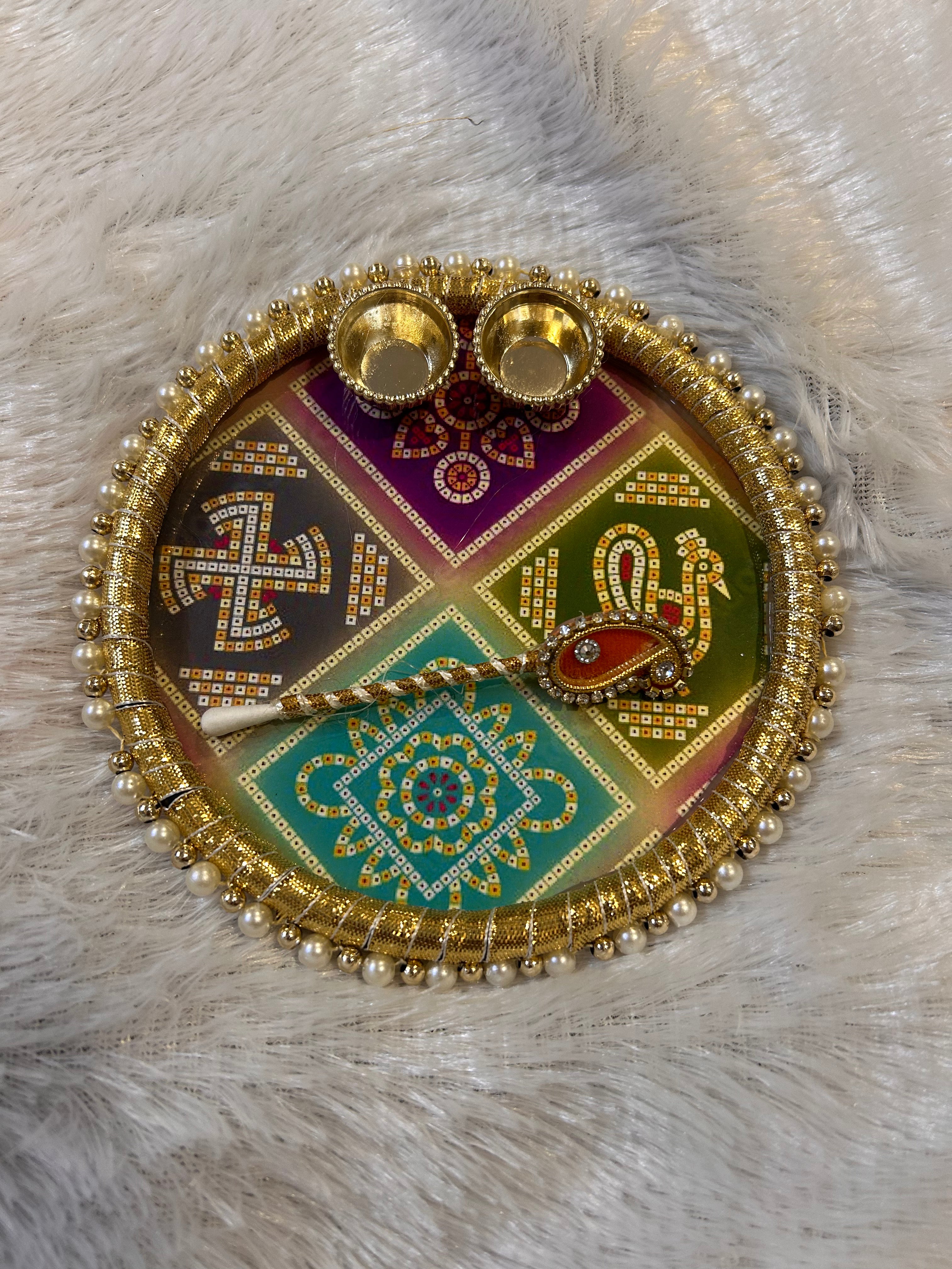 Pichwai Theme Tilak Thali 6 inches size