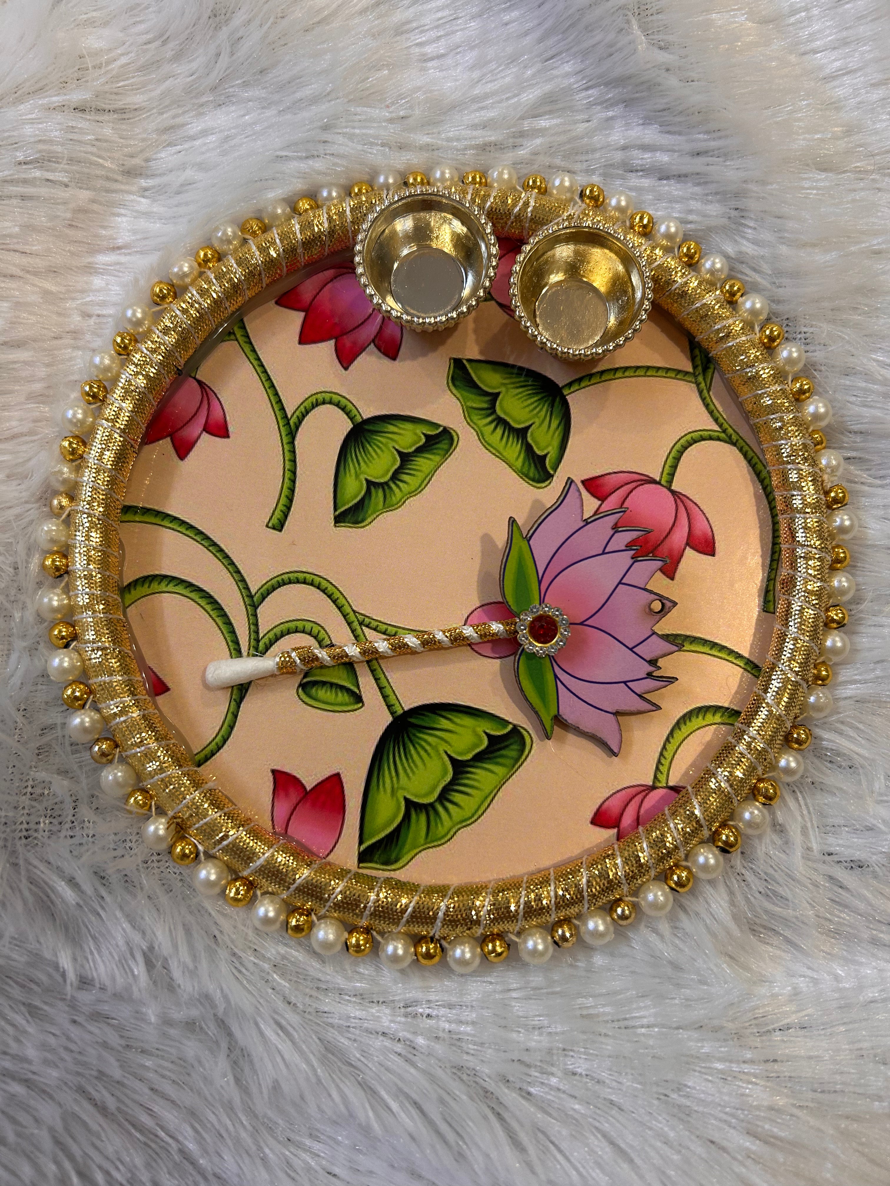 Pichwai Theme Tilak Thali 6 inches size