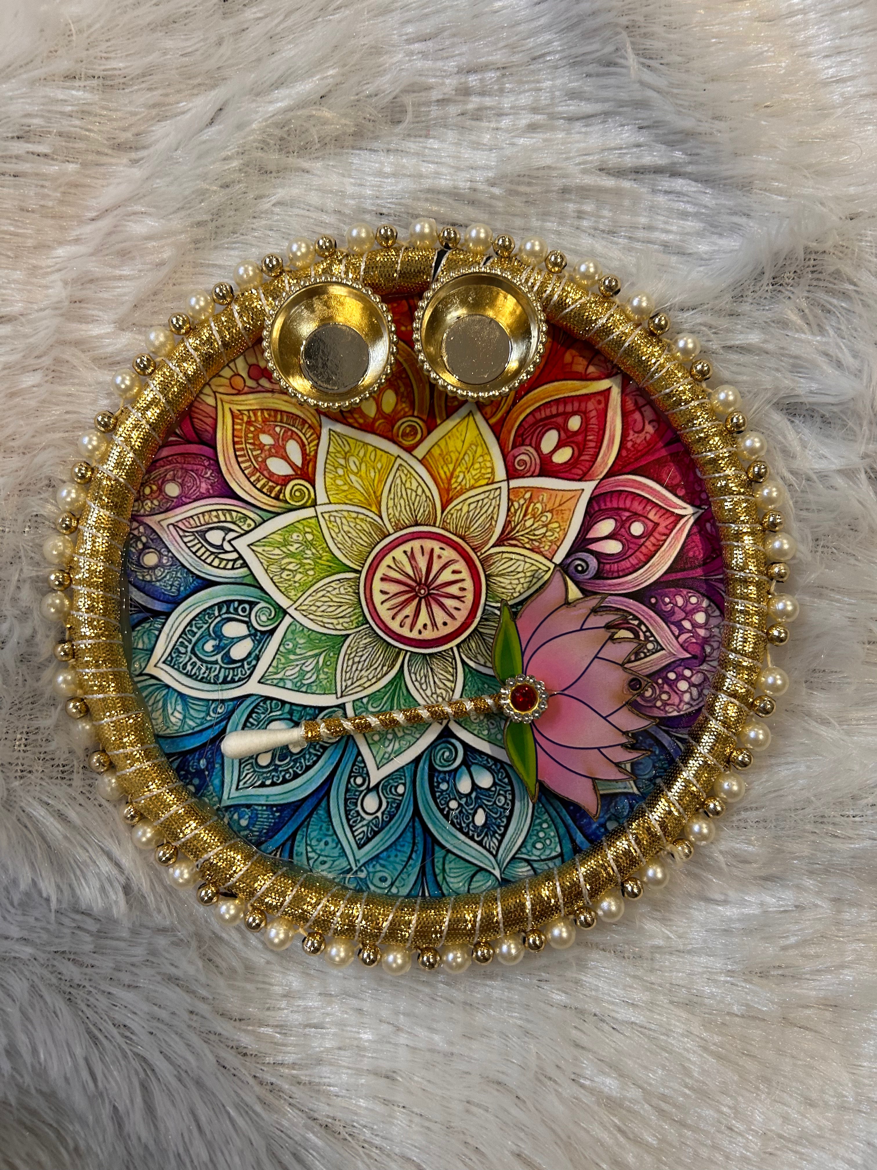 Pichwai Theme Tilak Thali 6 inches size