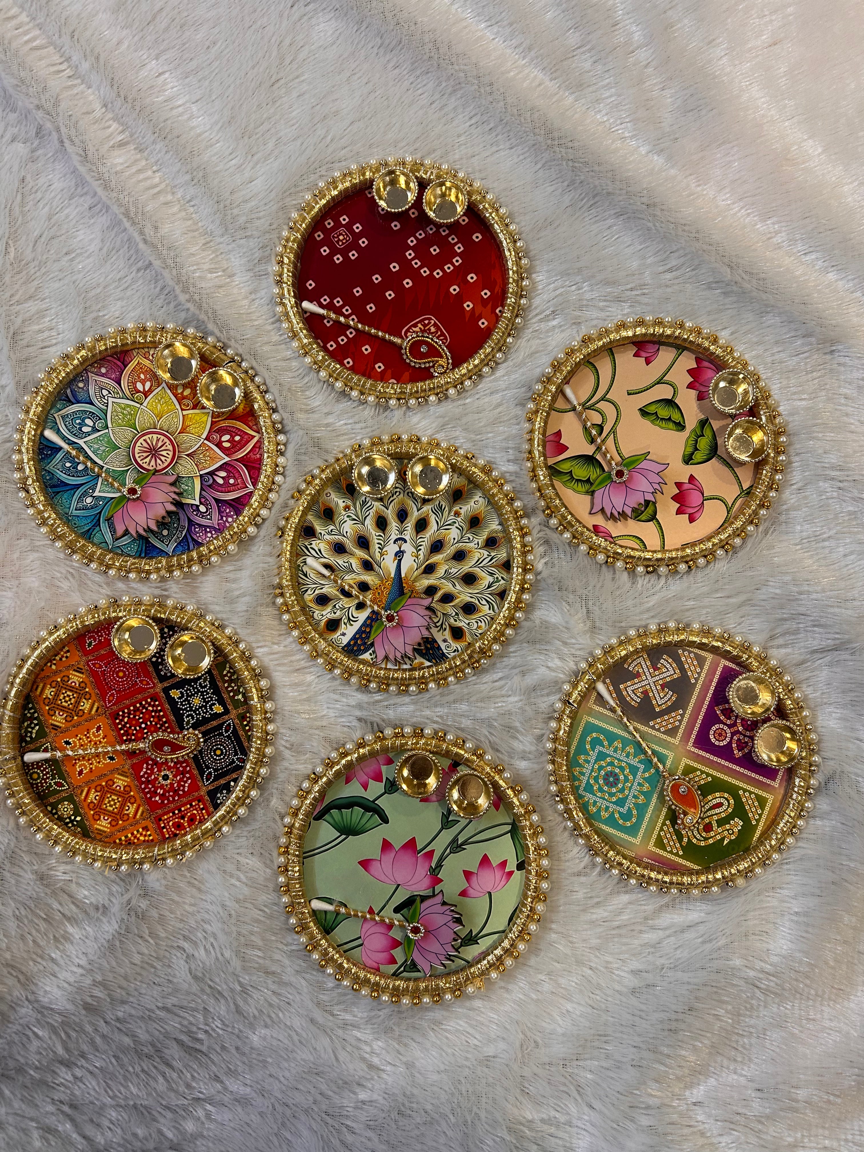 Pichwai Theme Tilak Thali 6 inches size