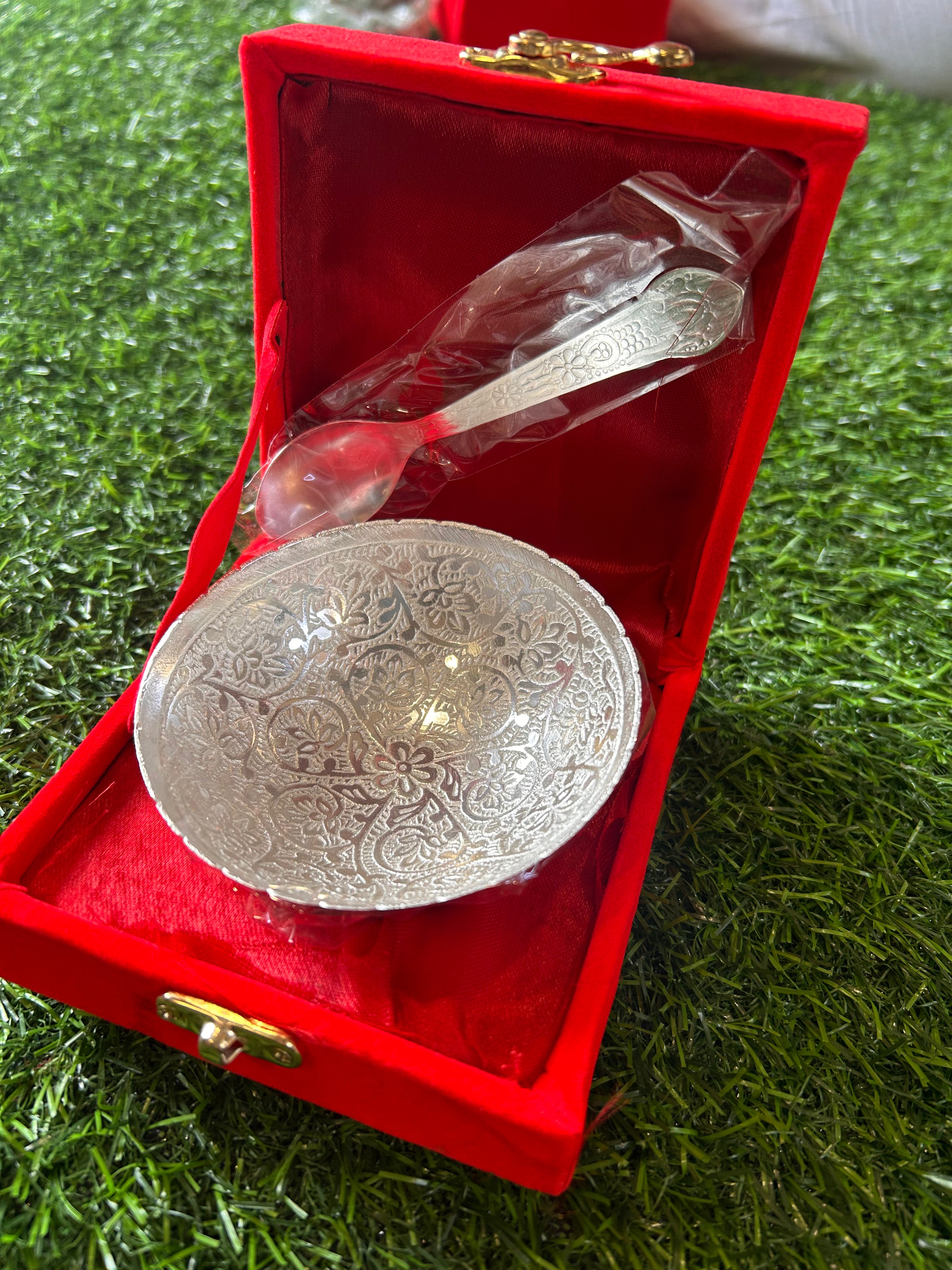 German Silver Spoon Bowl set with Velvet Box