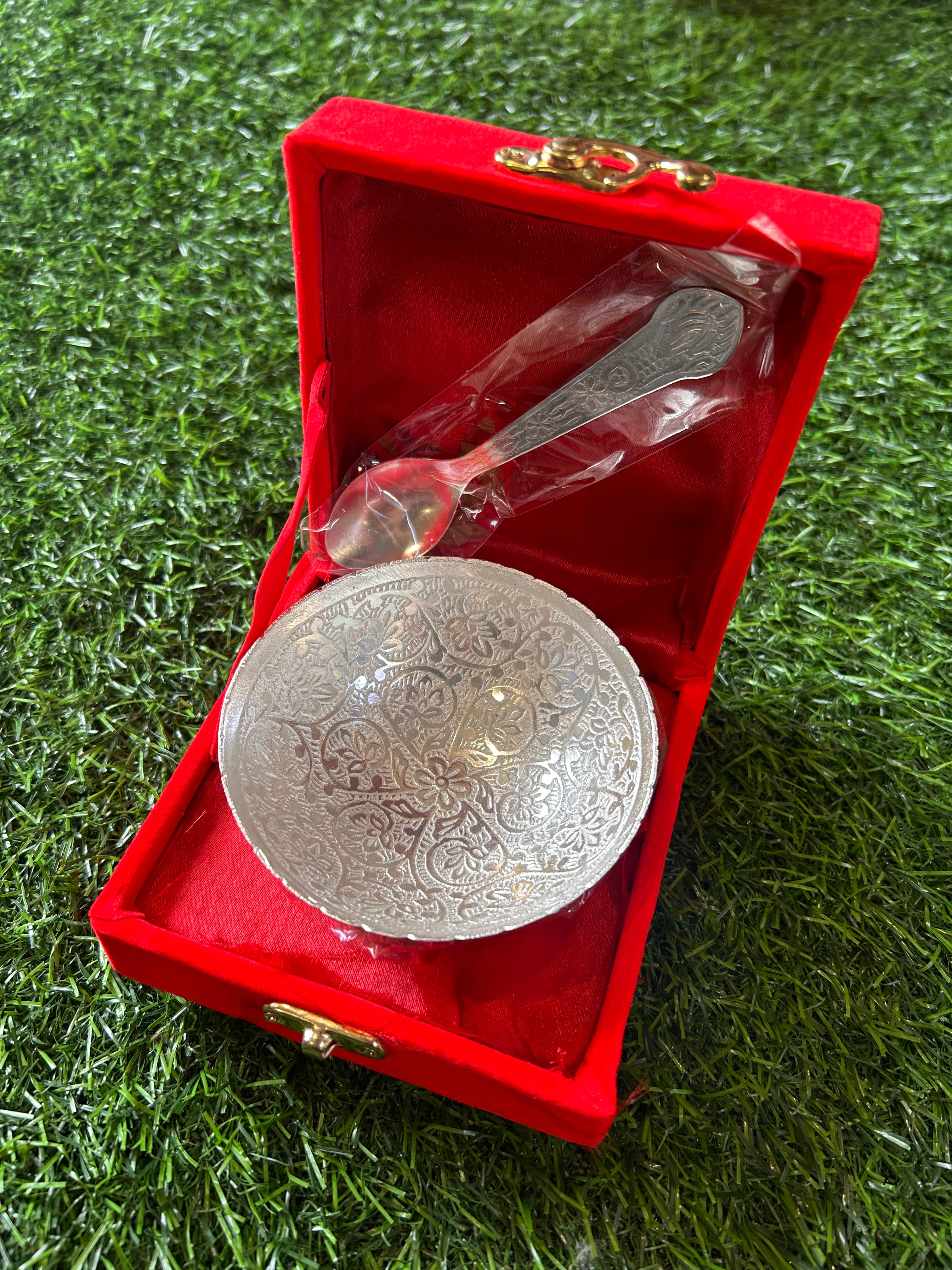 German Silver Spoon Bowl set with Velvet Box