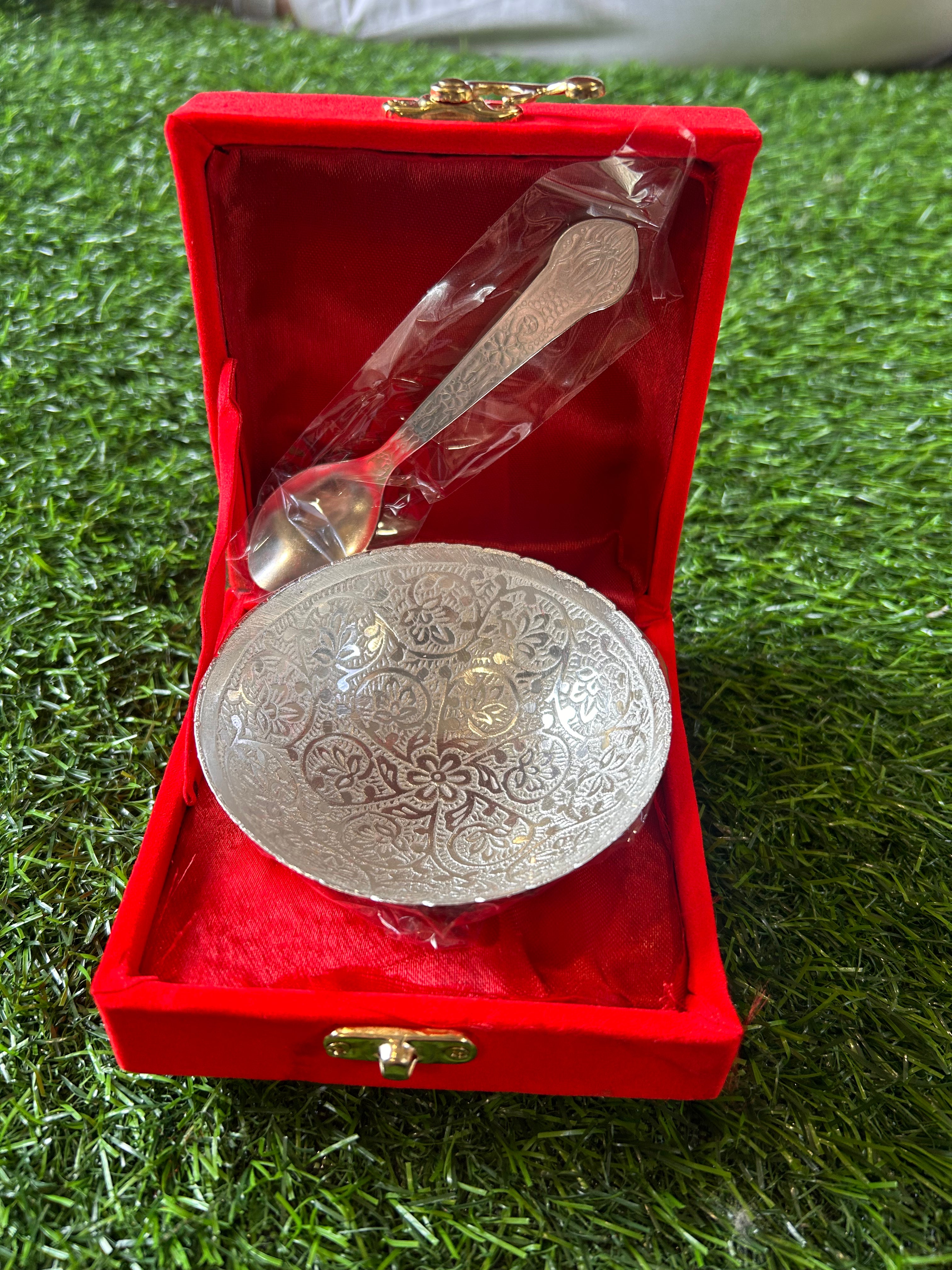 German Silver Spoon Bowl set with Velvet Box