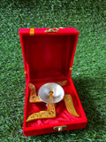 Swastik Diya German Silver and Gold finish with velvet box