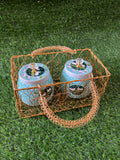 Pichwai jars set of two with wire basket combo