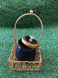 Black / White Jar in Wire Design Basket Combo