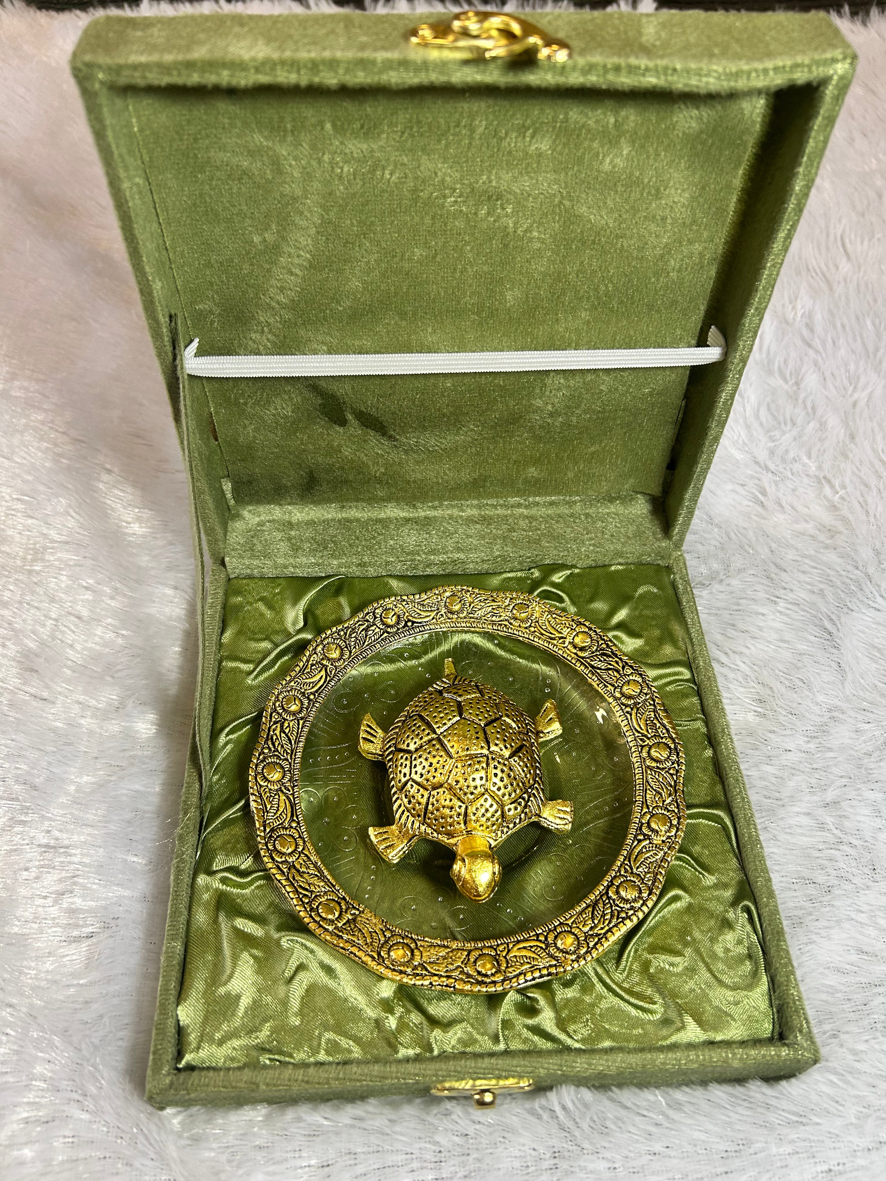Antique Look Tortoise with Glass Tray