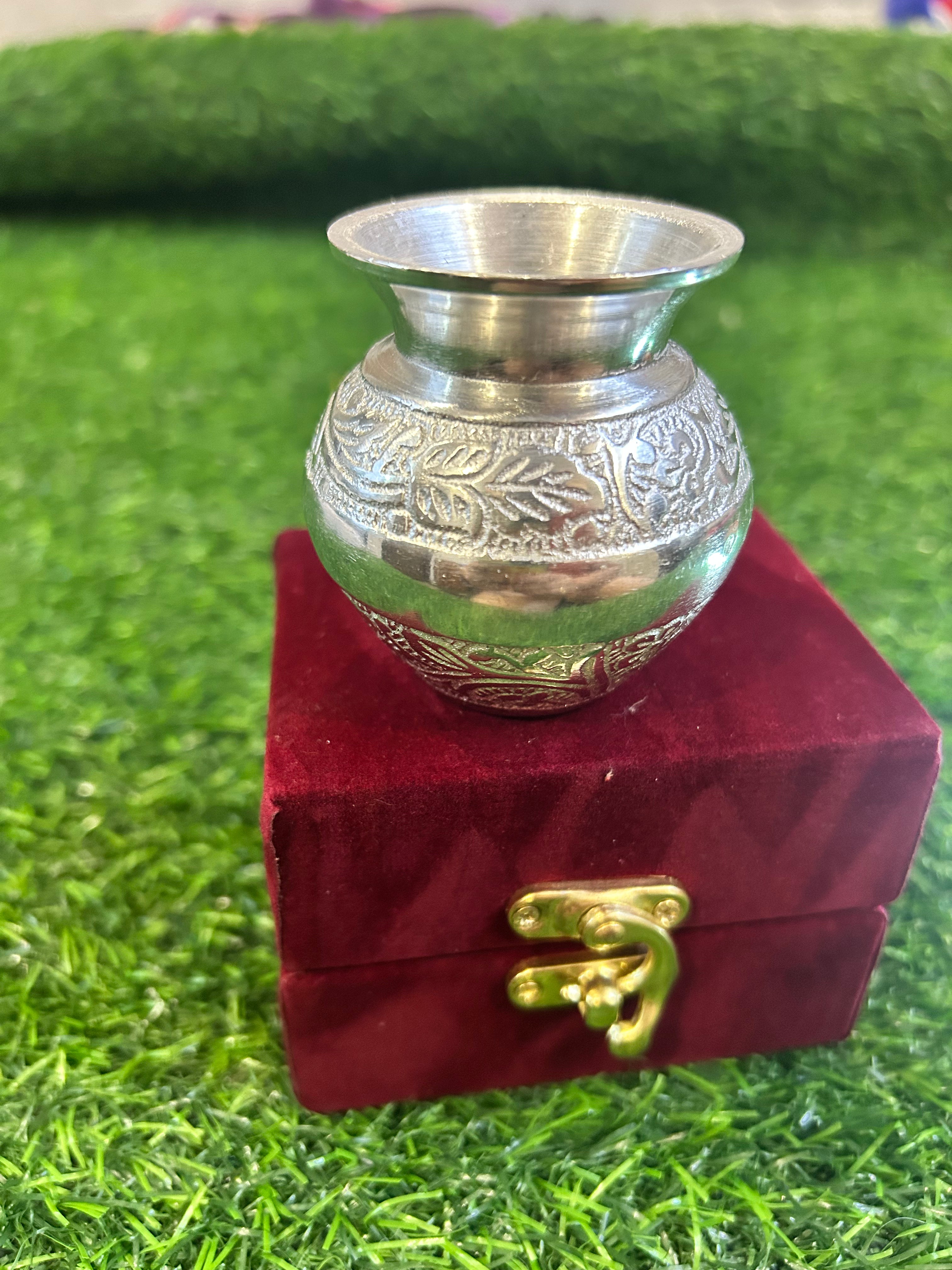 German Silver Mini Kalash with Velvet Box