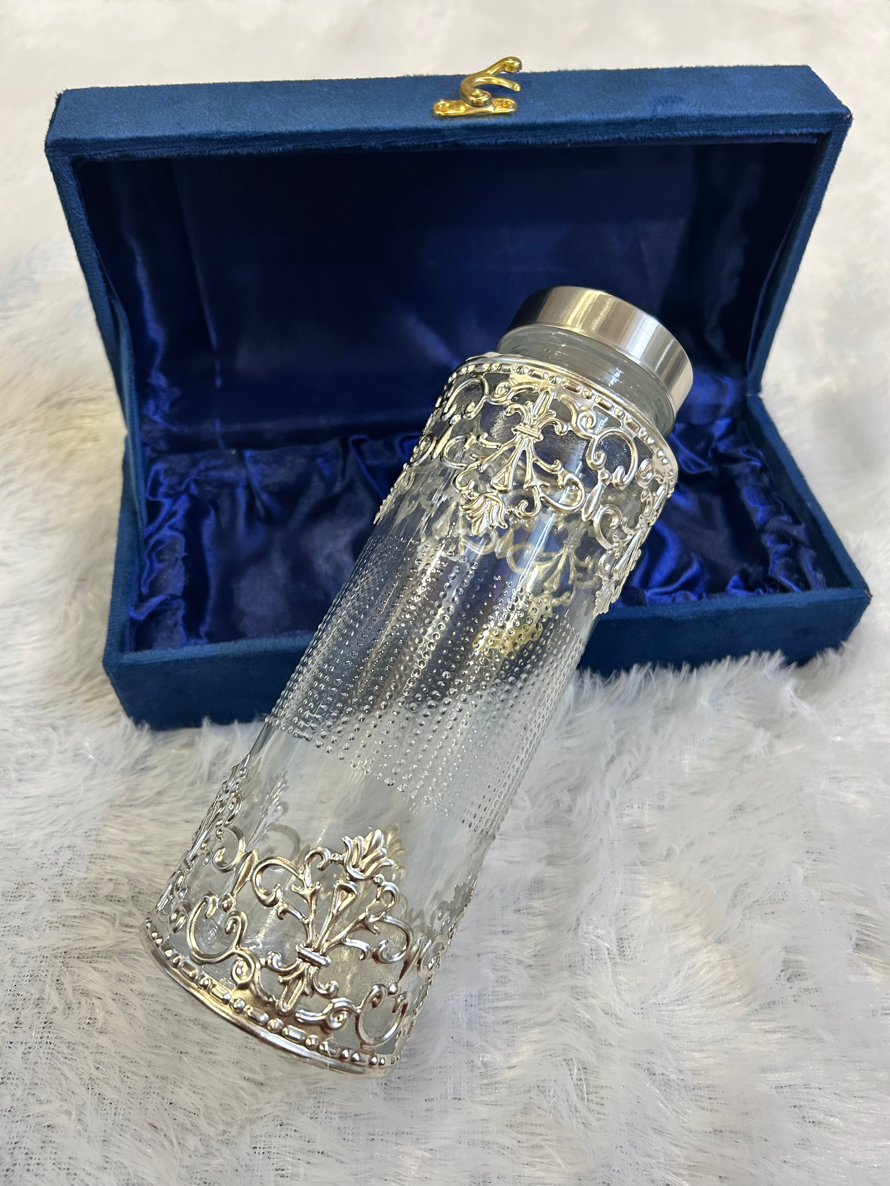 German Silver Glass Bottles 500ml with Velvet Box