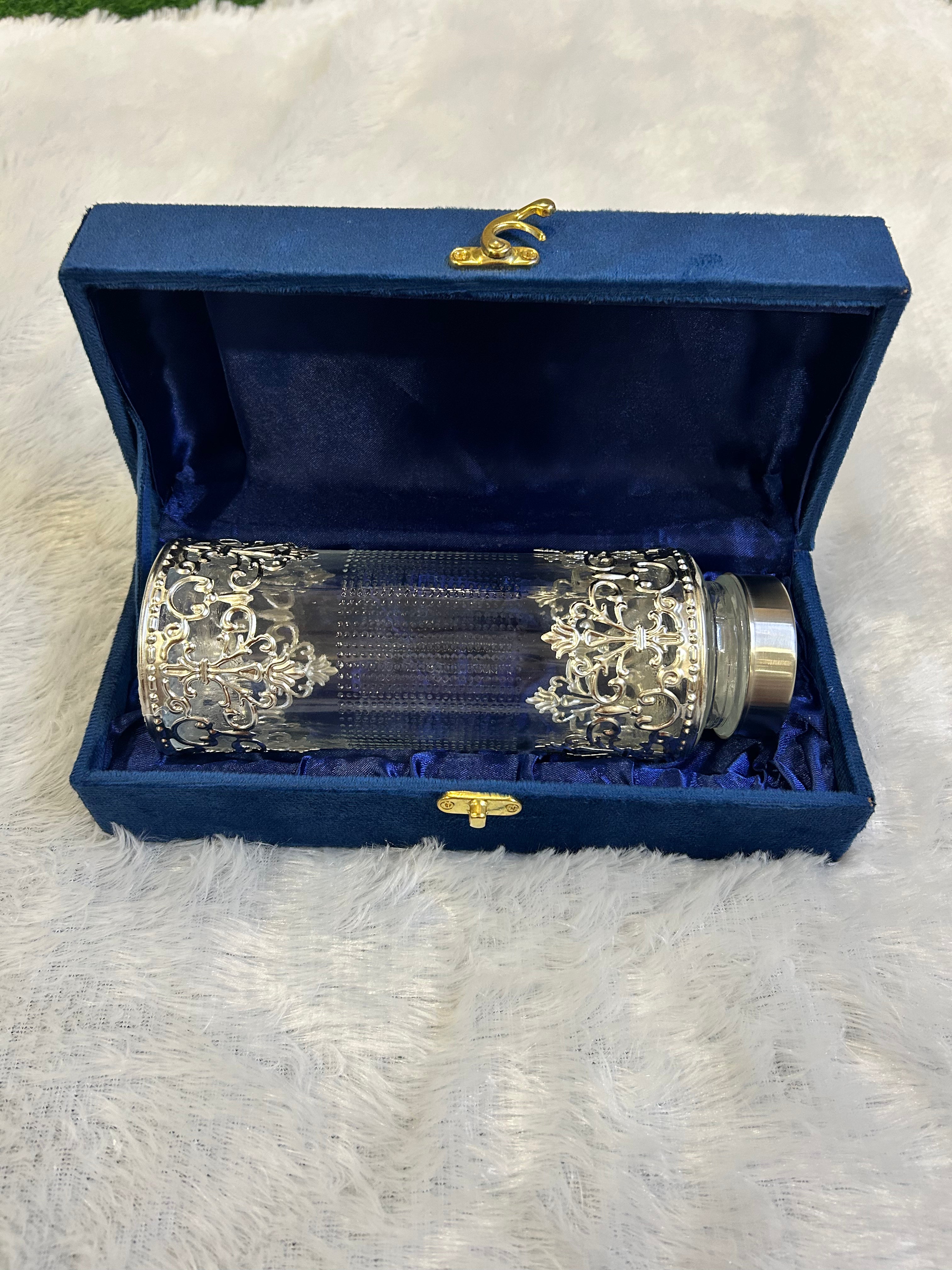 German Silver Glass Bottles 500ml with Velvet Box