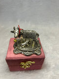 German Silver Kamdhenu Cow in Velvet Box