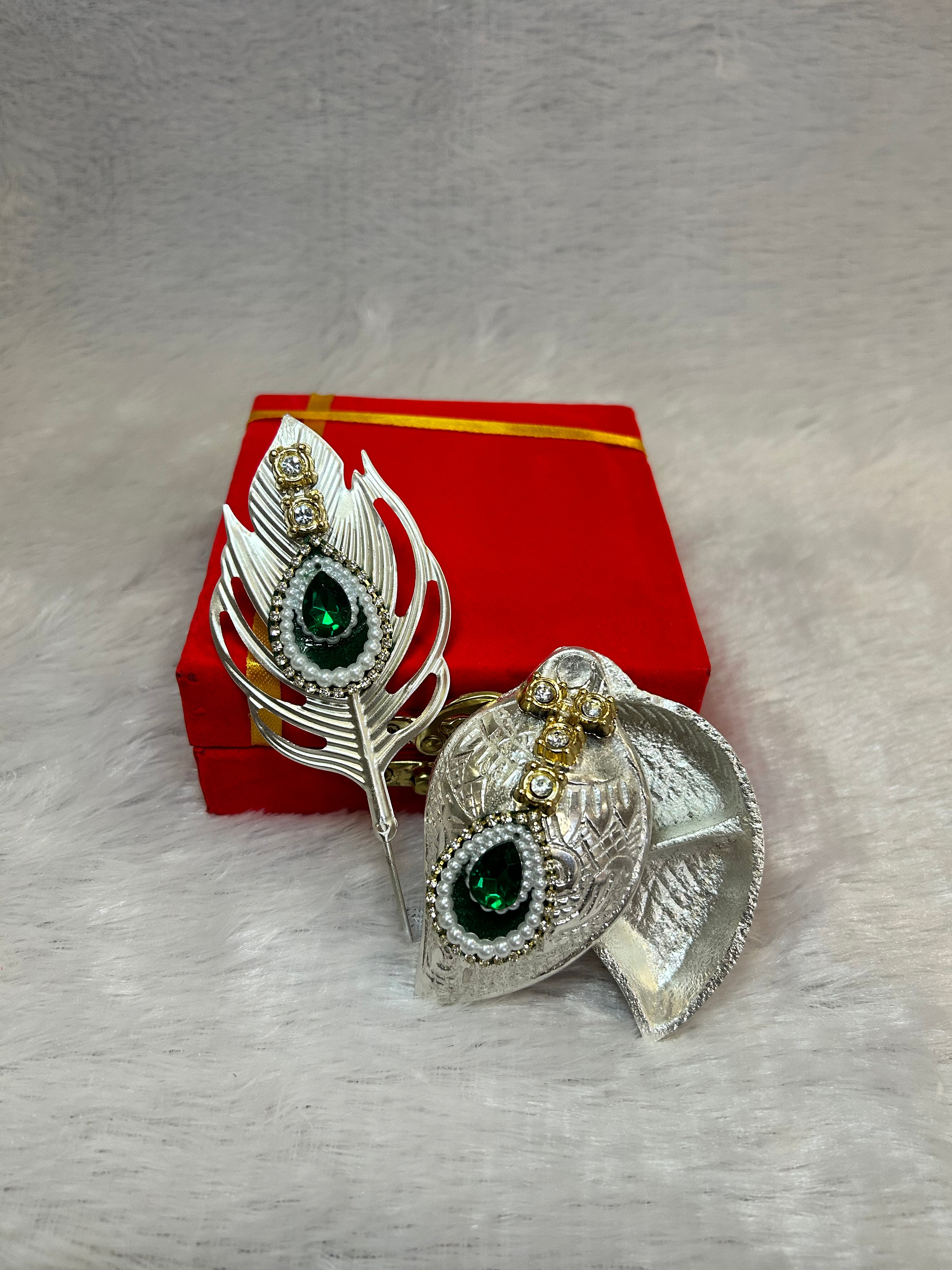 German Silver Decorated Tilak Chopra in Velvet Box