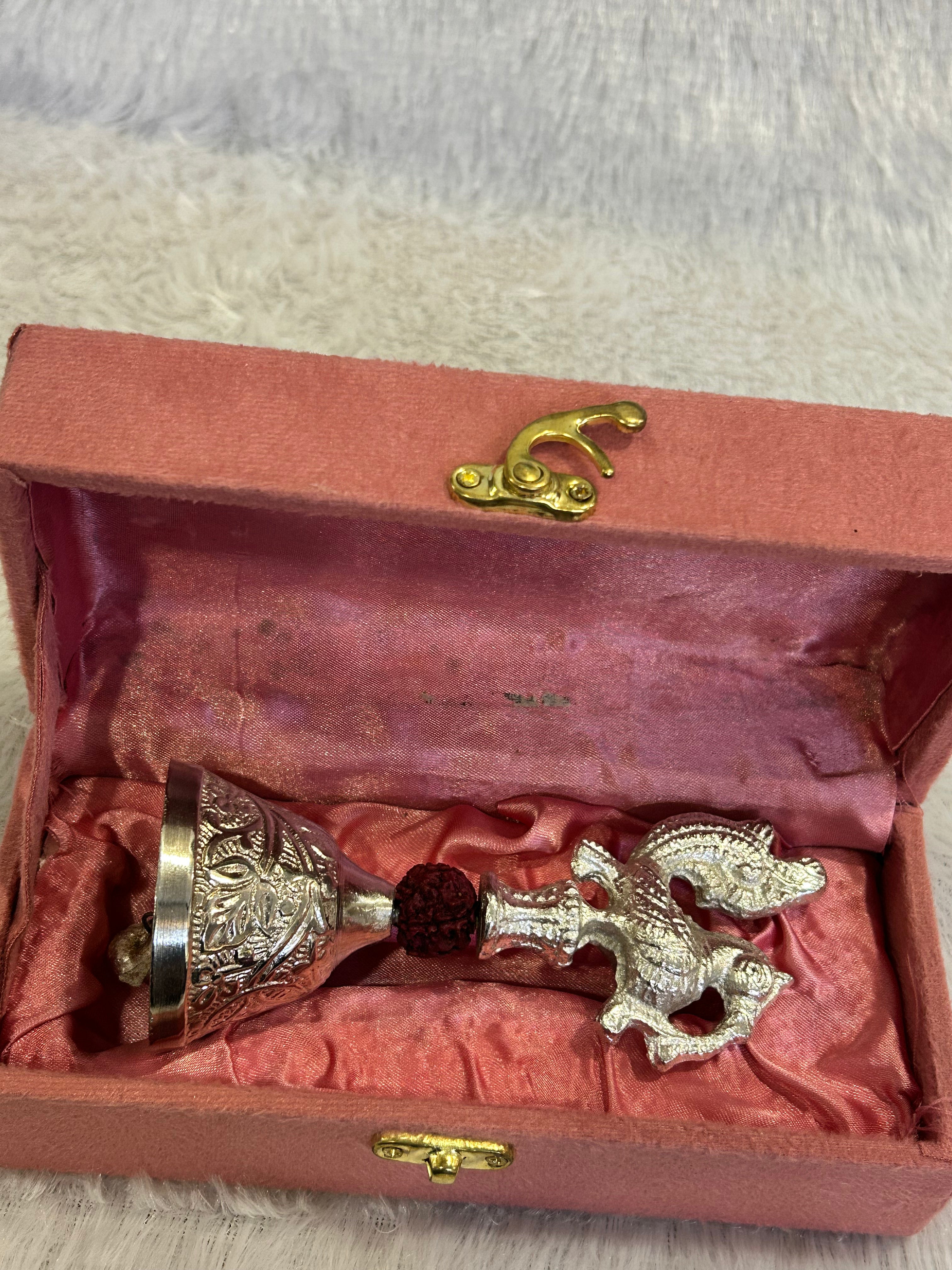 German Silver Peacock Shaped Rudraksh Bell