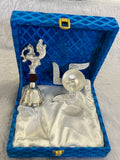 German Silver Swastik Diya and Peacock Bell Combo