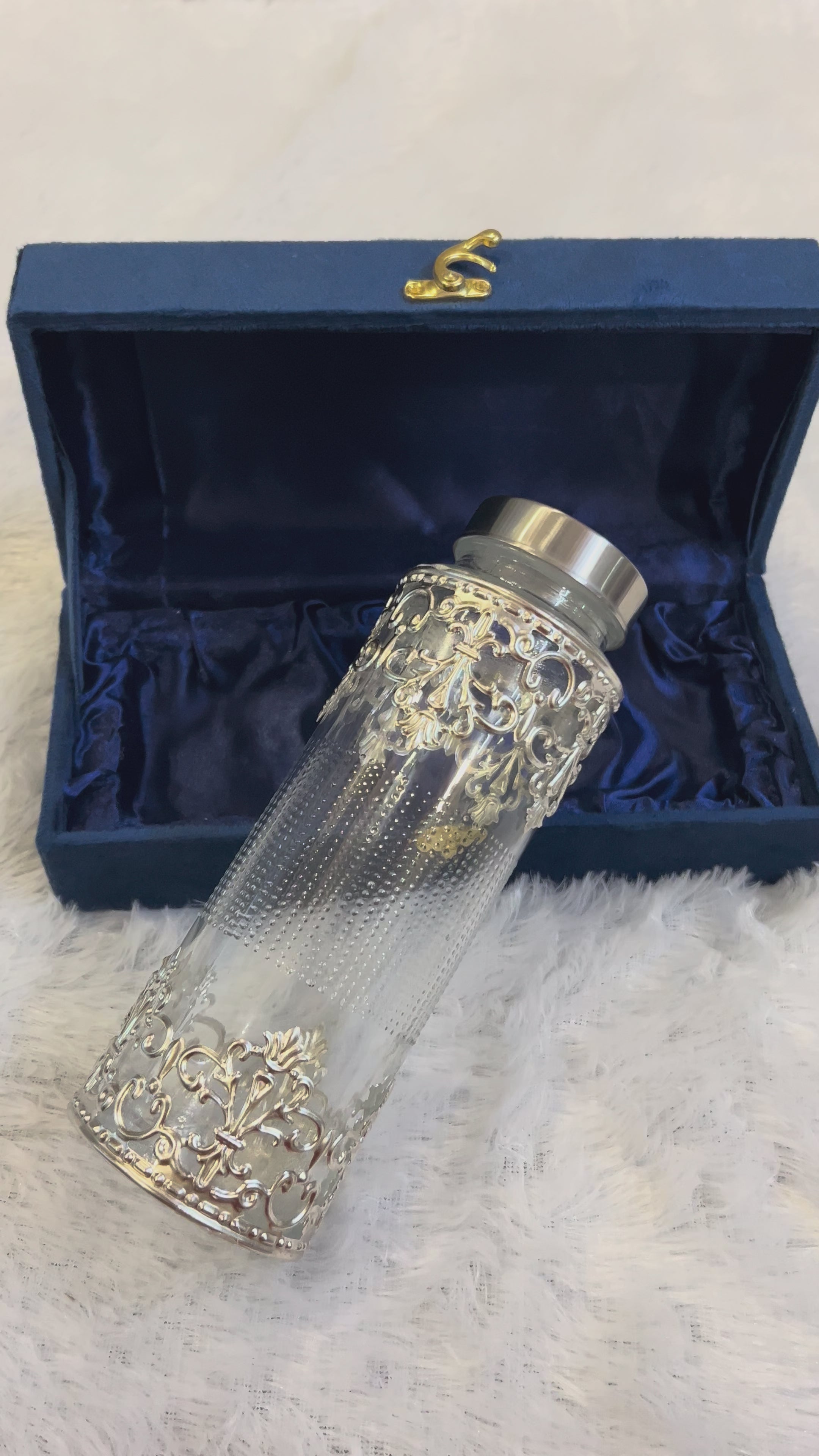 German Silver Glass Bottles 500ml with Velvet Box