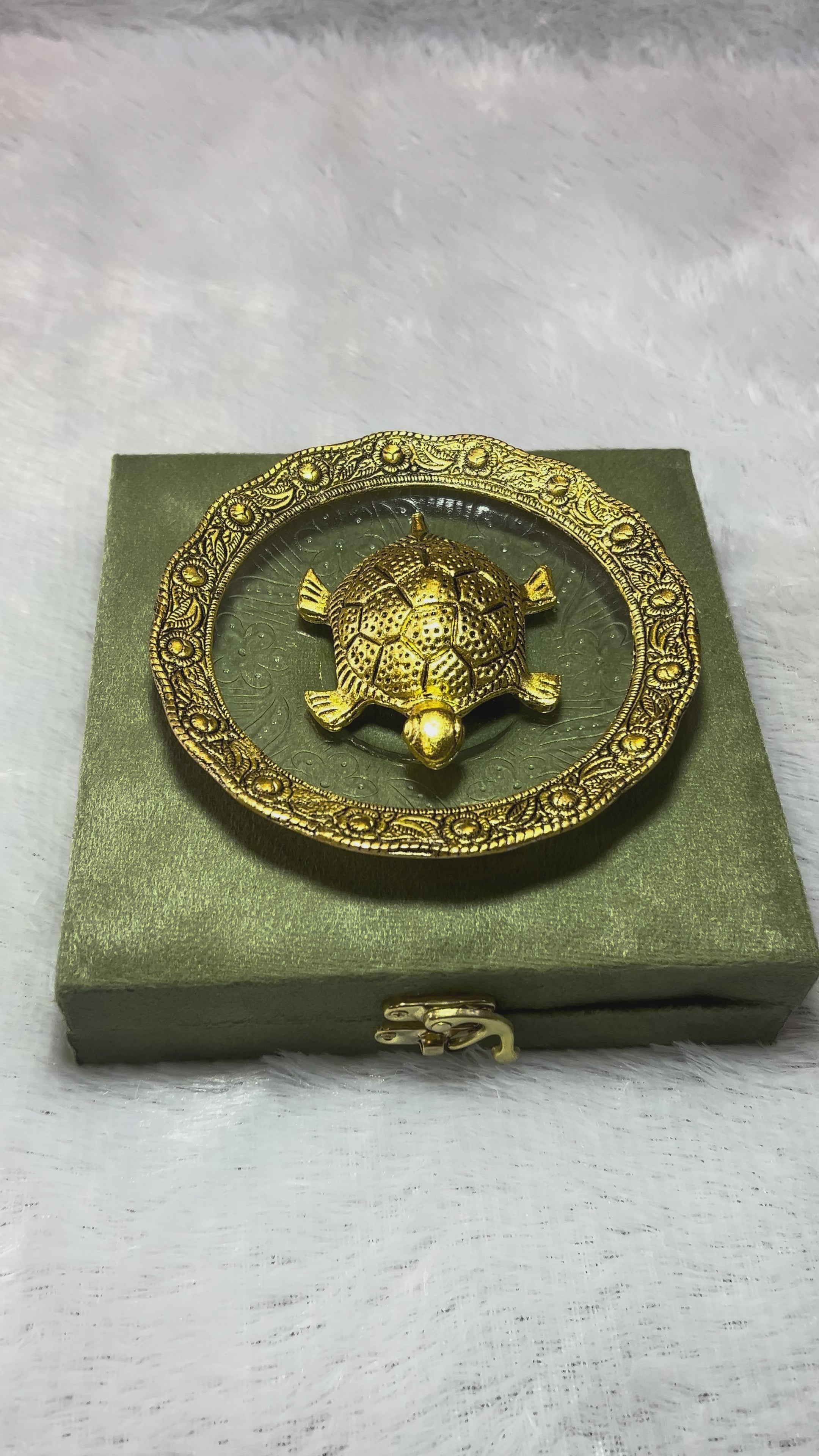Antique Look Tortoise with Glass Tray